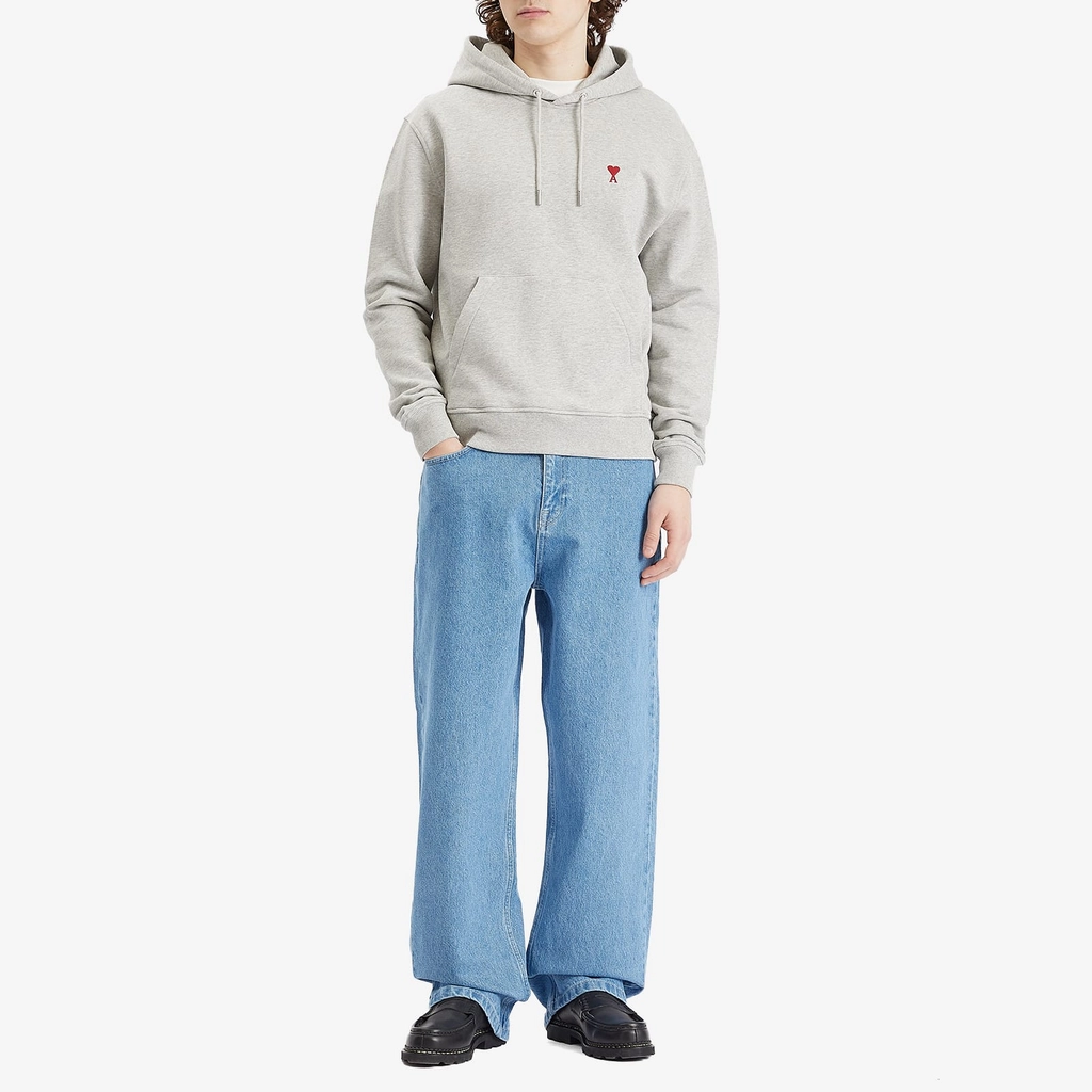 AMI Paris Men's Ami De Coeur Hoodie Heather Ash Grey